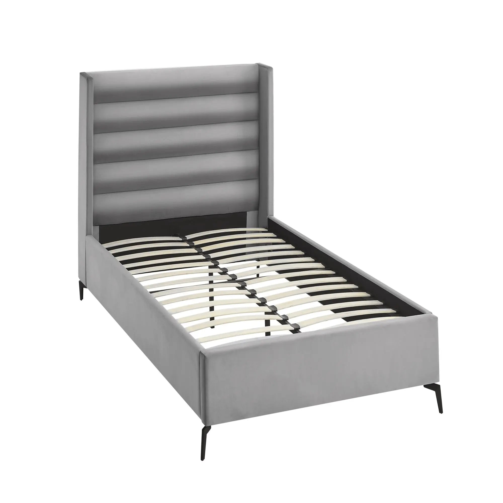 Light Gray Velvet Upholstered Full Bed Frame Homeroots Bed & Bath