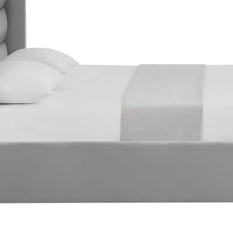 Light Gray Velvet Upholstered King Bed Frame Homeroots Bed & Bath