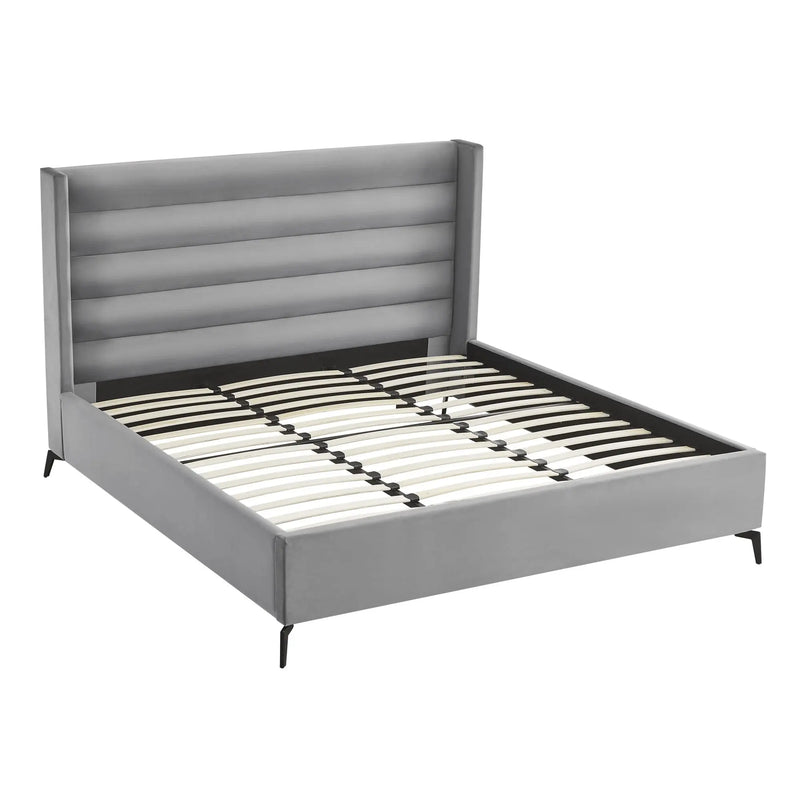 Light Gray Velvet Upholstered King Bed Frame Homeroots Bed & Bath