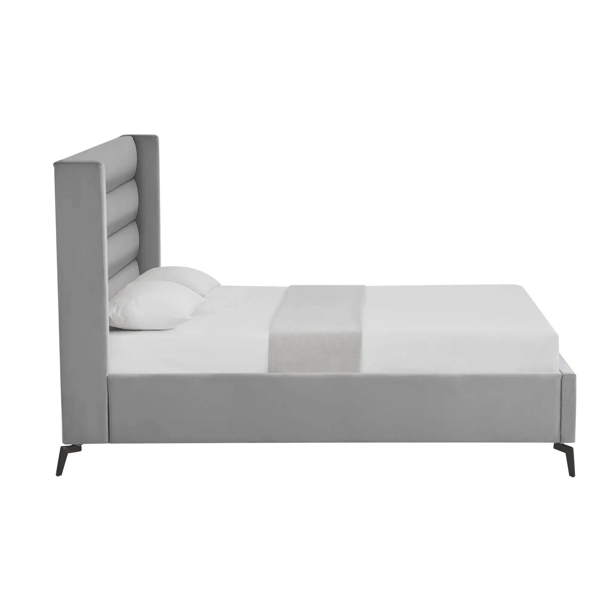 Light Gray Velvet Upholstered King Bed Frame Homeroots Bed & Bath