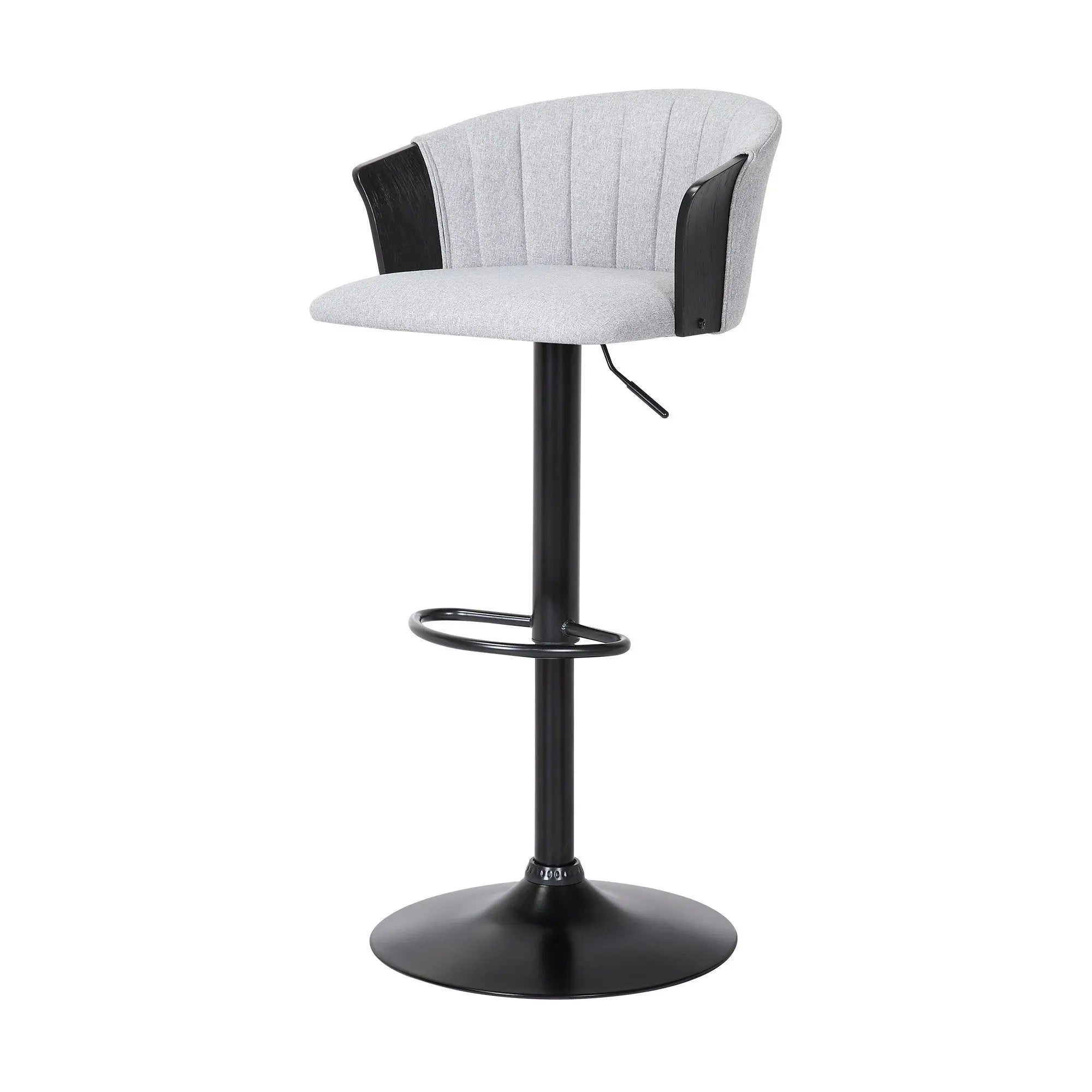 Light Gray and Black Fabric with Metal Swivel Adjustable Height Bar Chair Homeroots Living Room