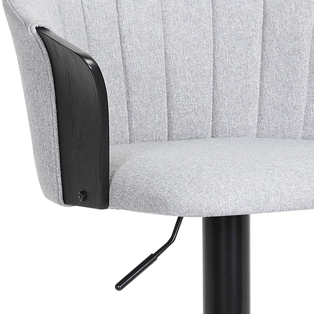Light Gray and Black Fabric with Metal Swivel Adjustable Height Bar Chair Homeroots Living Room