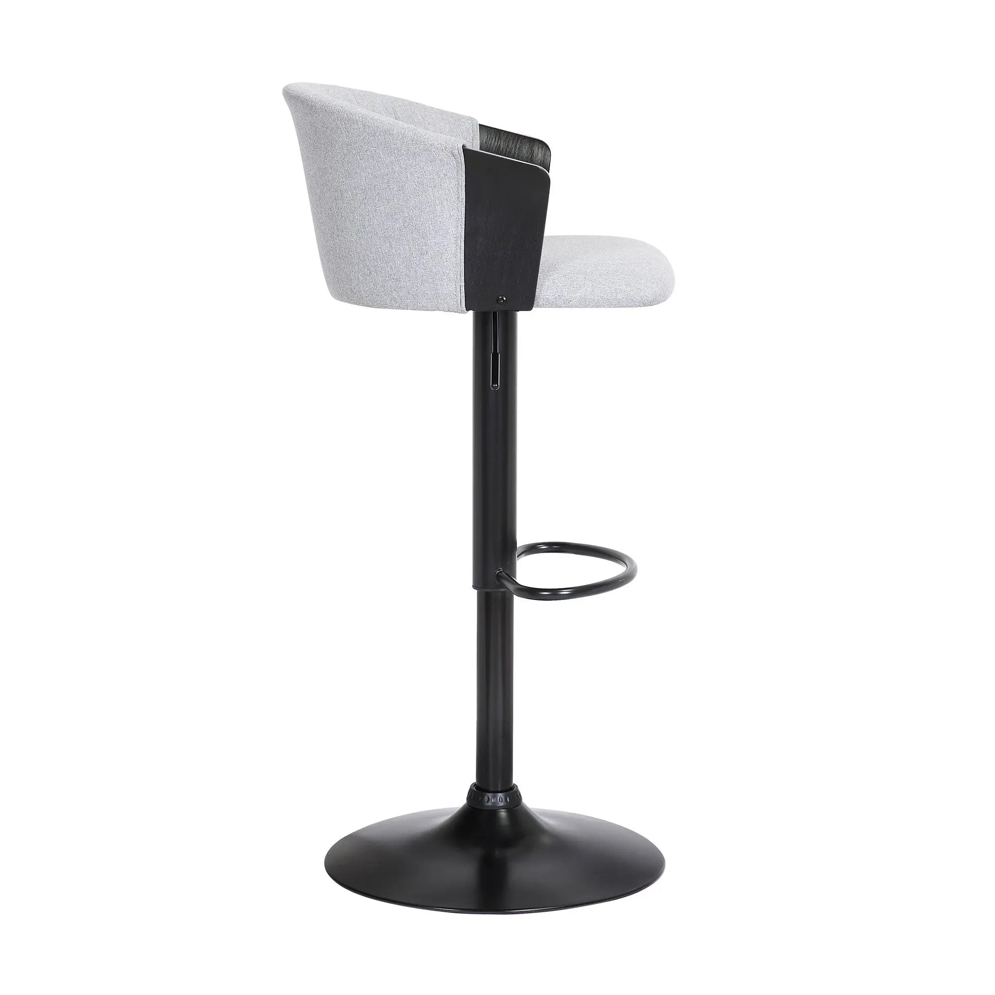 Light Gray and Black Fabric with Metal Swivel Adjustable Height Bar Chair Homeroots Living Room