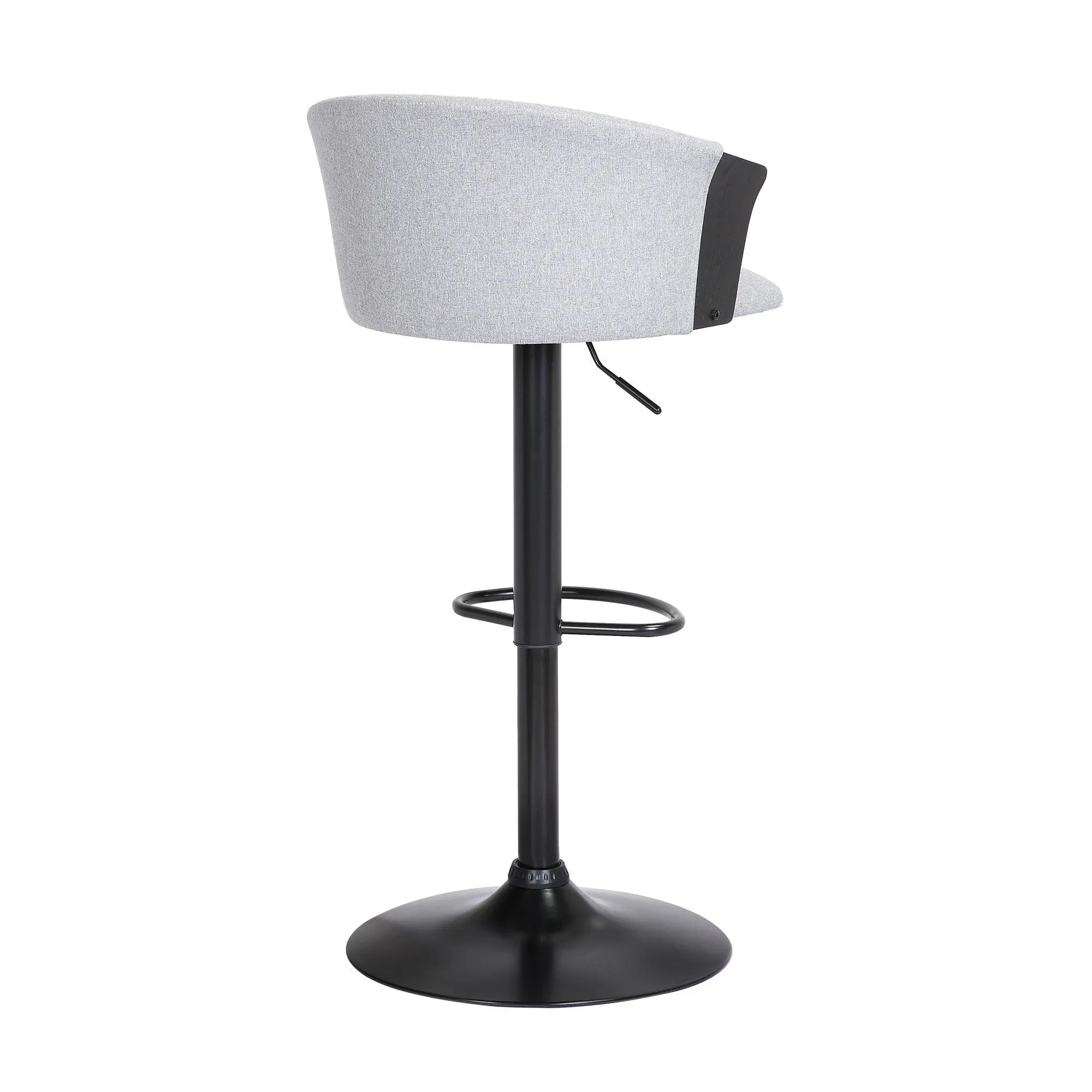 Light Gray and Black Fabric with Metal Swivel Adjustable Height Bar Chair Homeroots Living Room