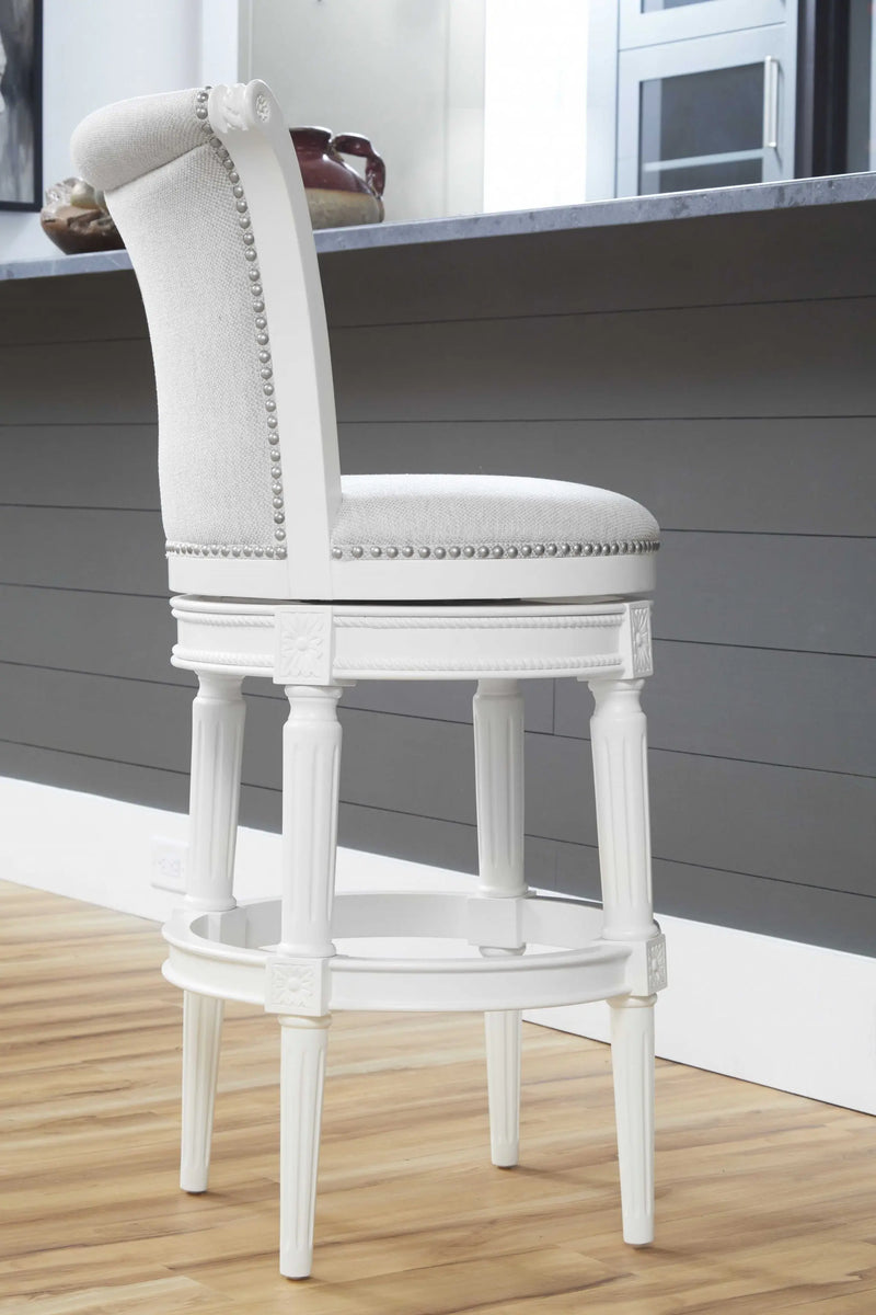 Light Gray and White Solid Wood Swivel Bar Chair Homeroots Living Room