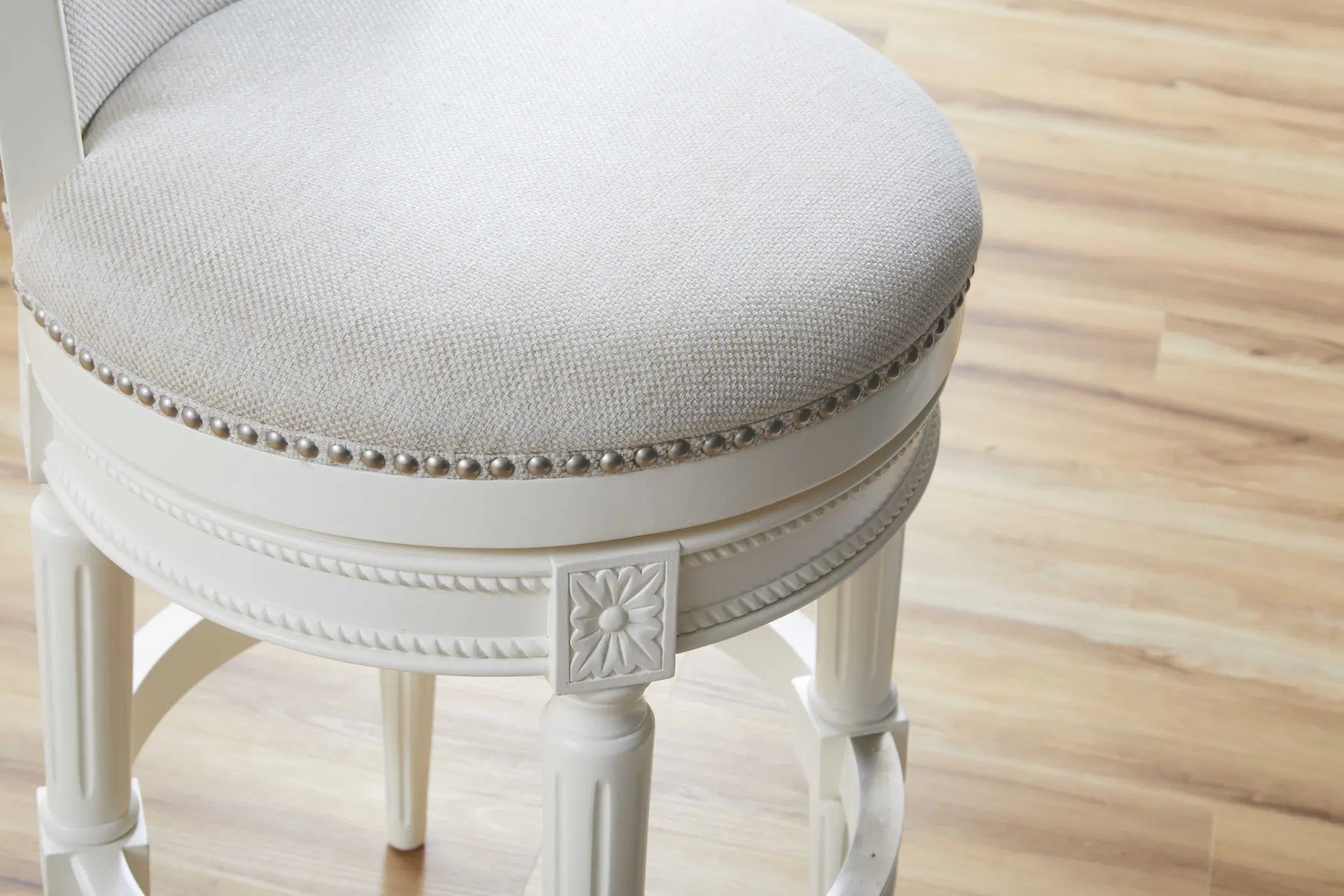 Light Gray and White Solid Wood Swivel Bar Chair Homeroots Living Room