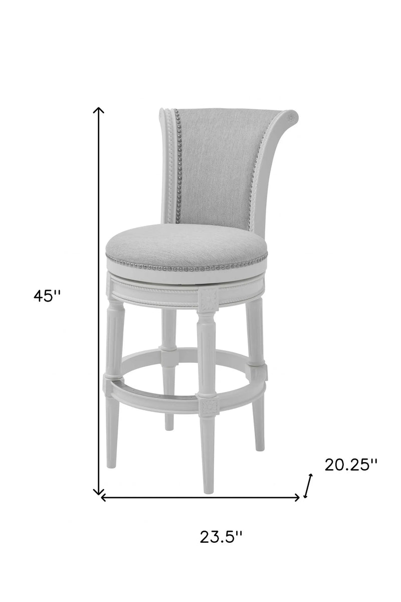 Light Gray and White Solid Wood Swivel Bar Chair Homeroots Living Room