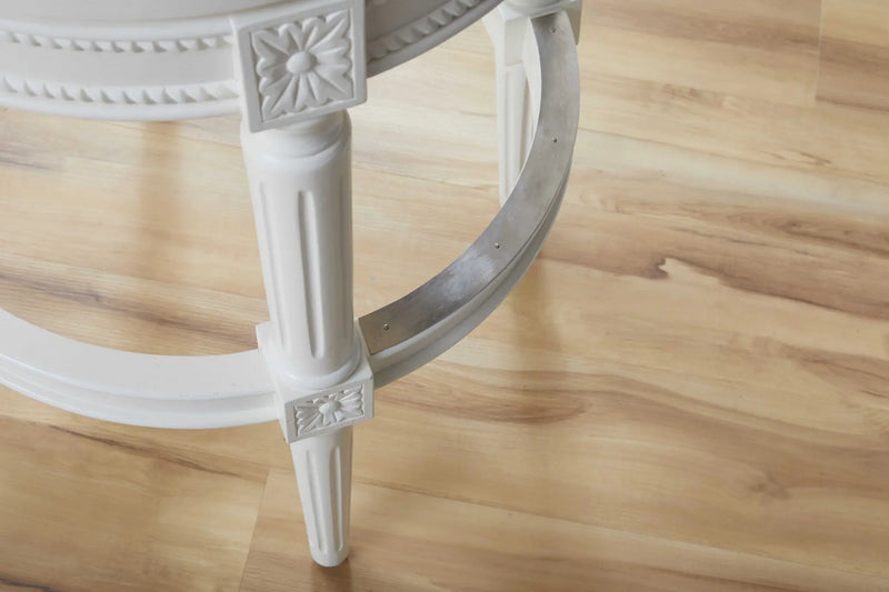 Light Gray and White Solid Wood Swivel Bar Chair Homeroots Living Room