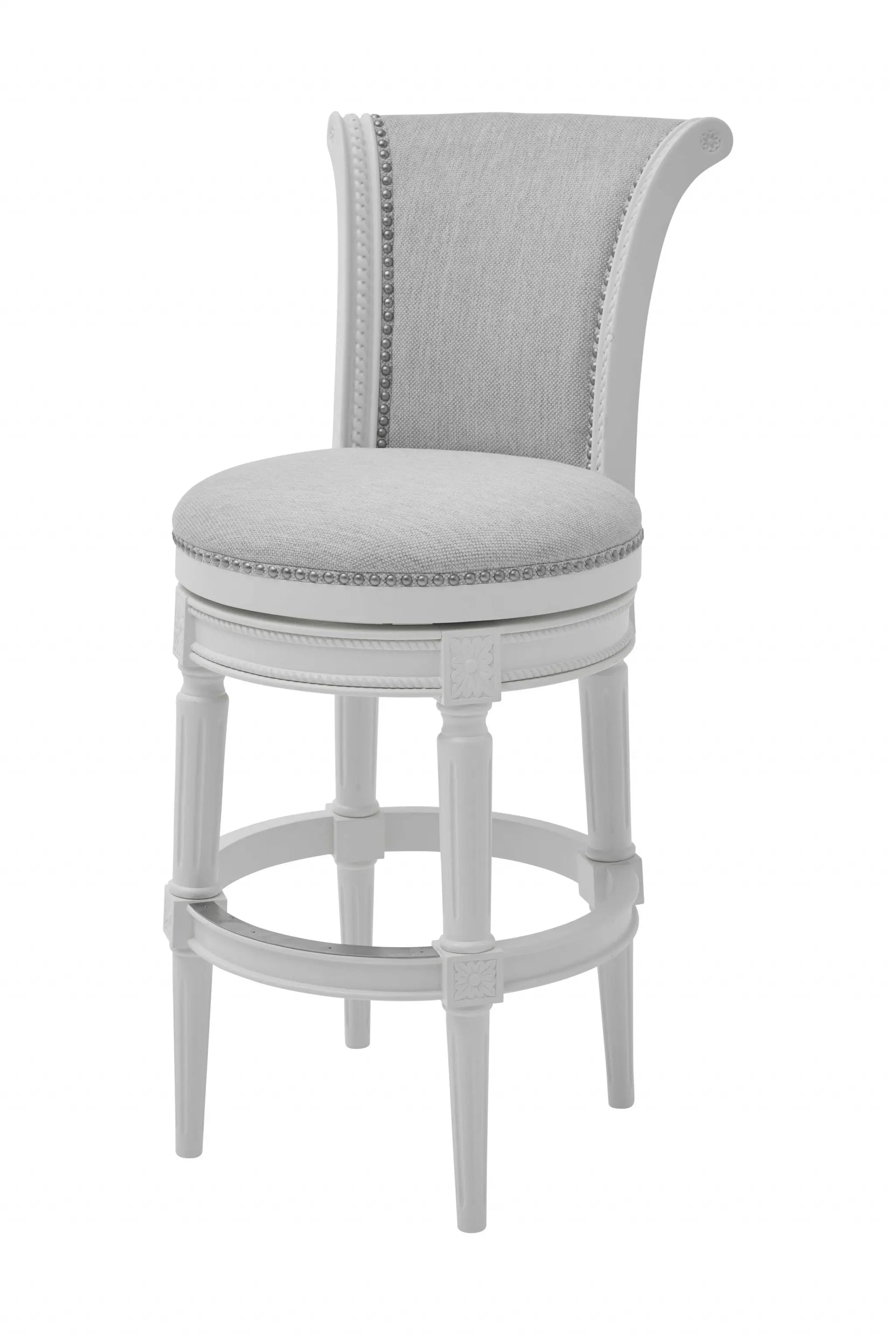 Light Gray and White Solid Wood Swivel Bar Chair Homeroots Living Room