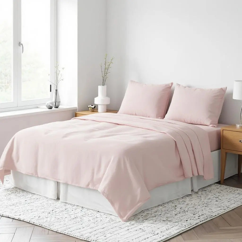 Light Pink Linen Twin Flat Sheet Homeroots Bed & Bath