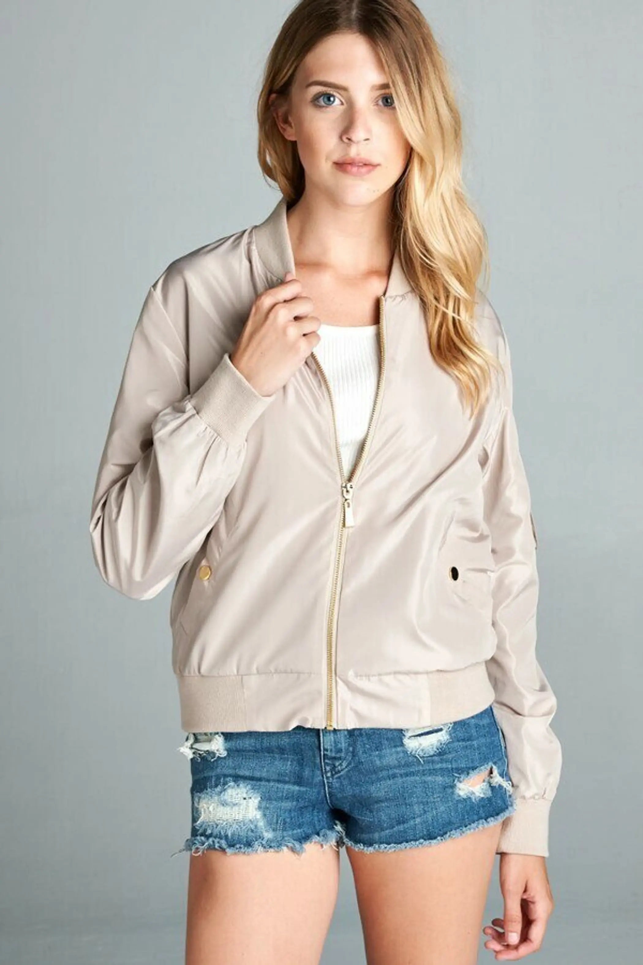Light Weight Bomber Jacket Nude SurelyMine