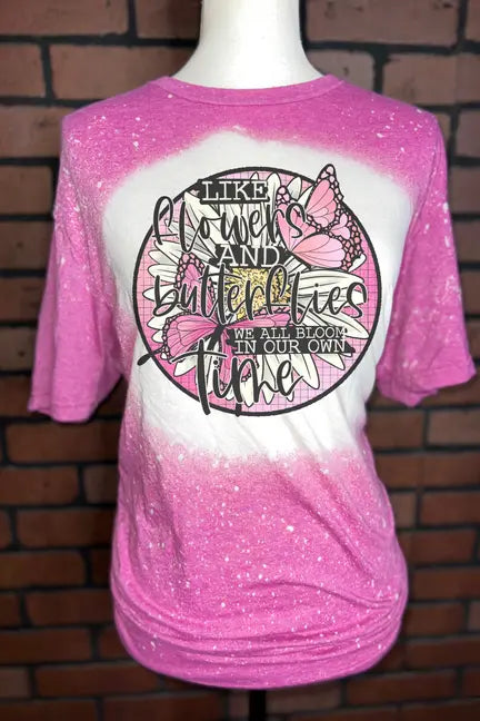 Like Flowers and Butterflies Bleached Graphic Tee The Blended Owl