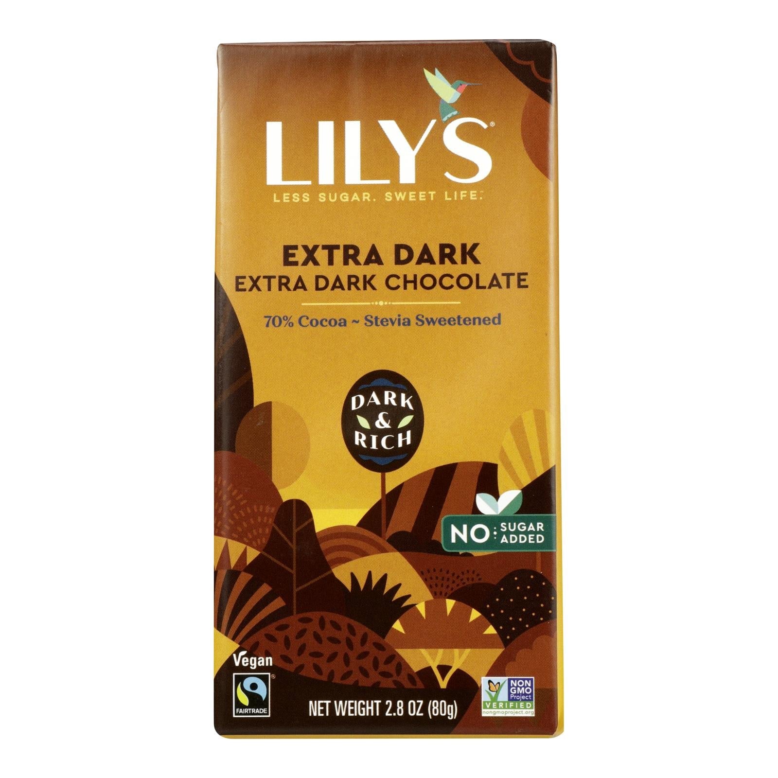 Lily's Sweets Chocolate Bar - Extra Dark Chocolate - 70% Cocoa - 2.8 Oz Bars - Case Of 12 Lily's Sweets
