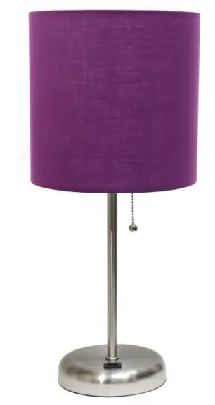 LimeLights Stick Lamp with USB charging port and Fabric Shade All The Rages, Inc.