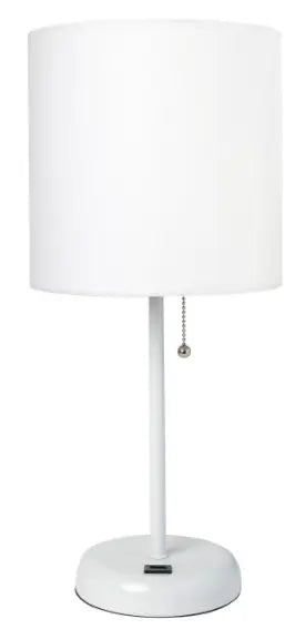 LimeLights Stick Lamp with USB charging port and Fabric Shade All The Rages, Inc.
