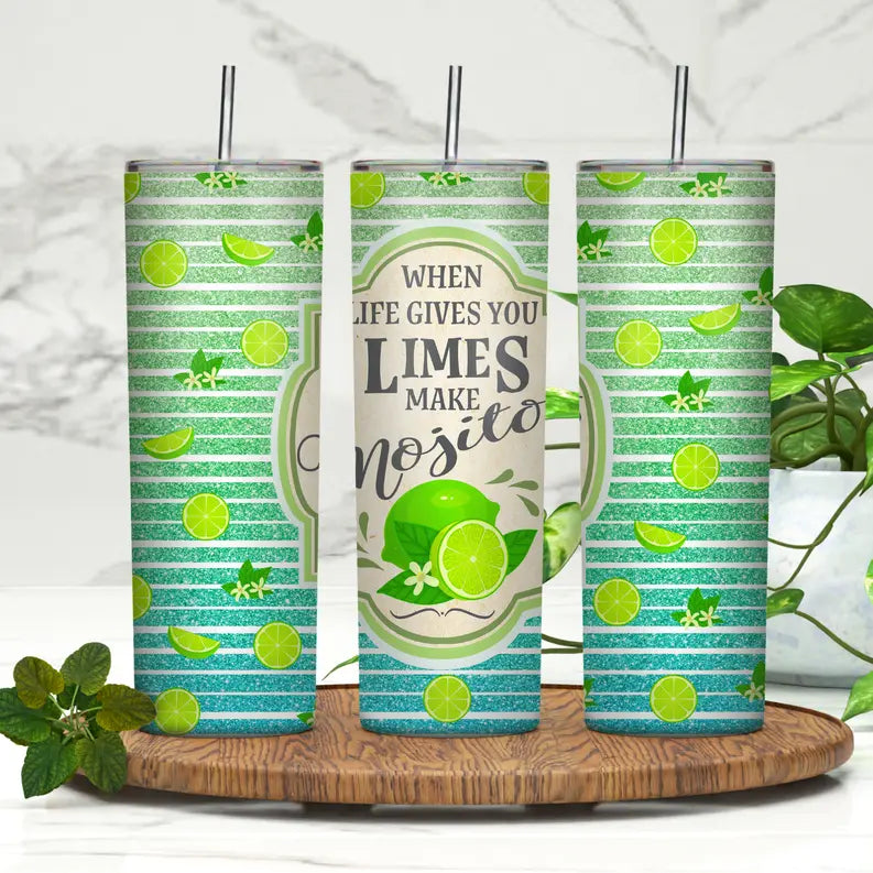 Limes and Mojito 20oz Skinny Tumbler Rebelle Tree