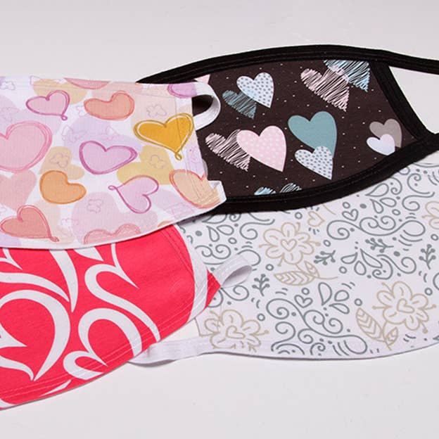 Line Drawing Hearts FLAT Face Mask LIANE FRIED STUDIO