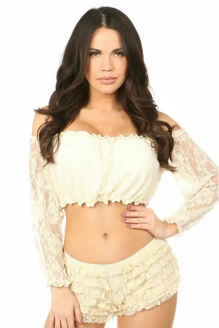 Lined Lace Long Sleeve Peasant Top Daisy Corsets