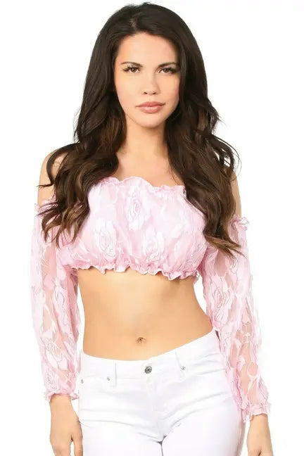 Lined Lace Long Sleeve Peasant Top Daisy Corsets