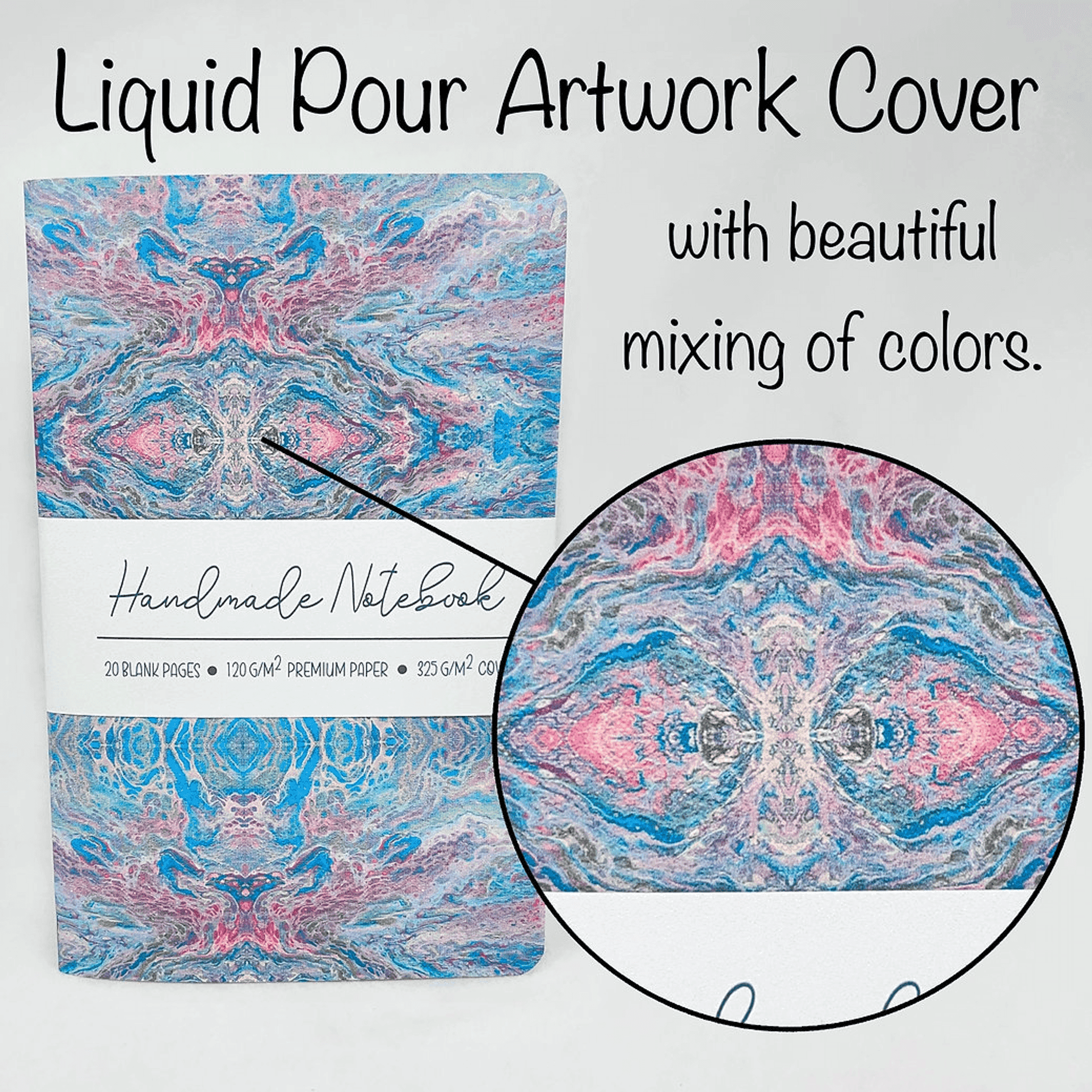 Liquid Art - Style 1 - Handmade Saddle Bound Notebook - A5-ish size Art by Erica H