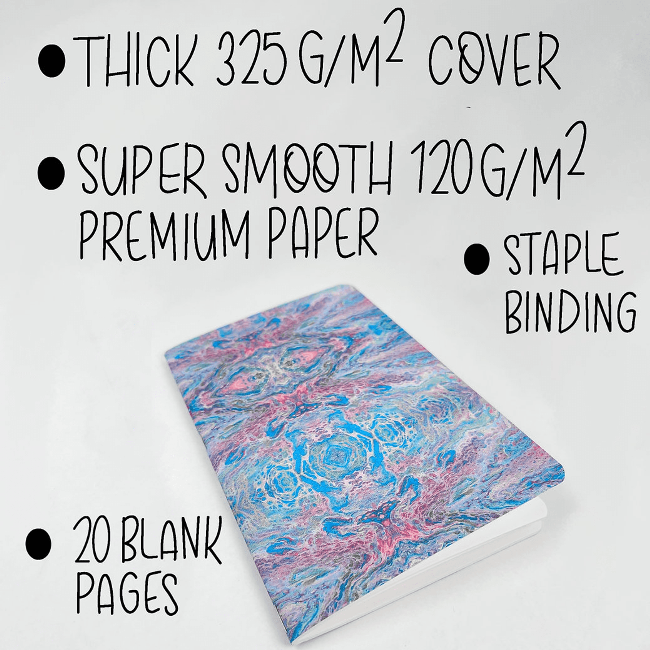 Liquid Art - Style 1 - Handmade Saddle Bound Notebook - A5-ish size Art by Erica H