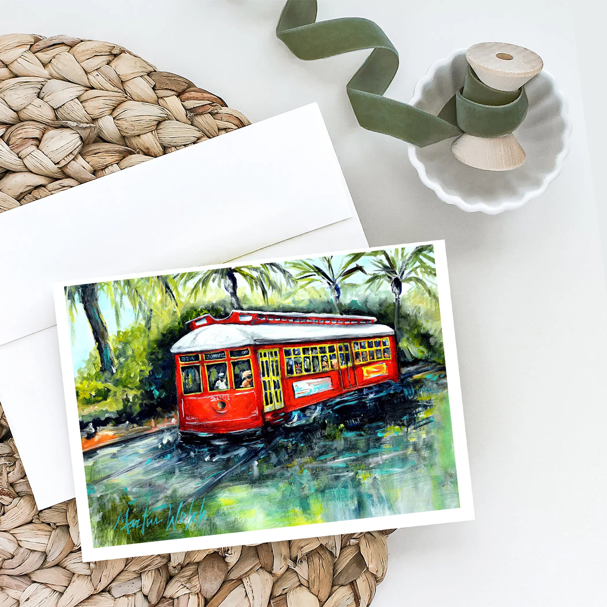 Little Red Street Car Greeting Cards Pack of 8 Caroline's Treasures