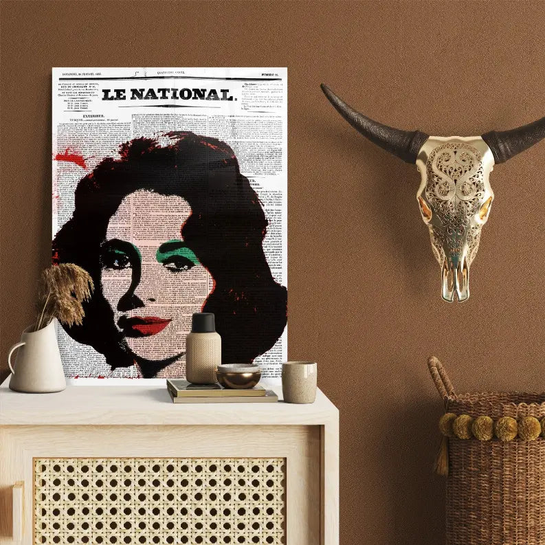 Liz Taylor Newspaper Glass Wall Art Monique Store