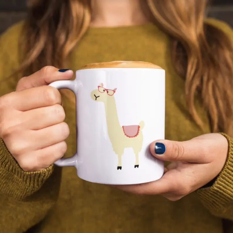 Llama with Glasses Mug Dream Team Designs