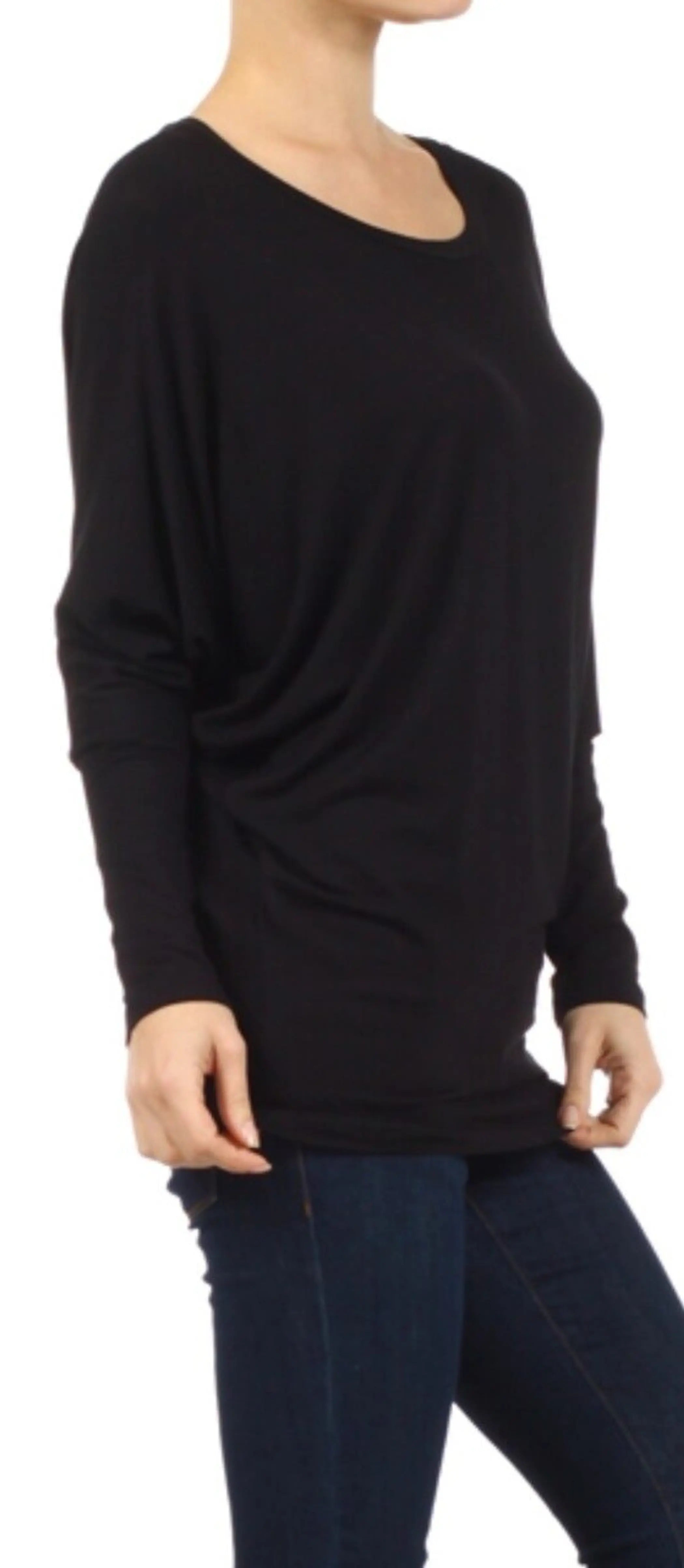 Long Sleeve Dolman Basic Tunic Top Back SurelyMine