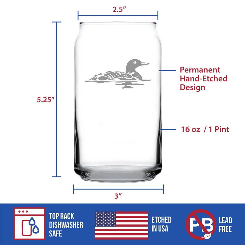 Loon Beer Can Pint Glass - Loon Bird Gifts and Decor Bevvee