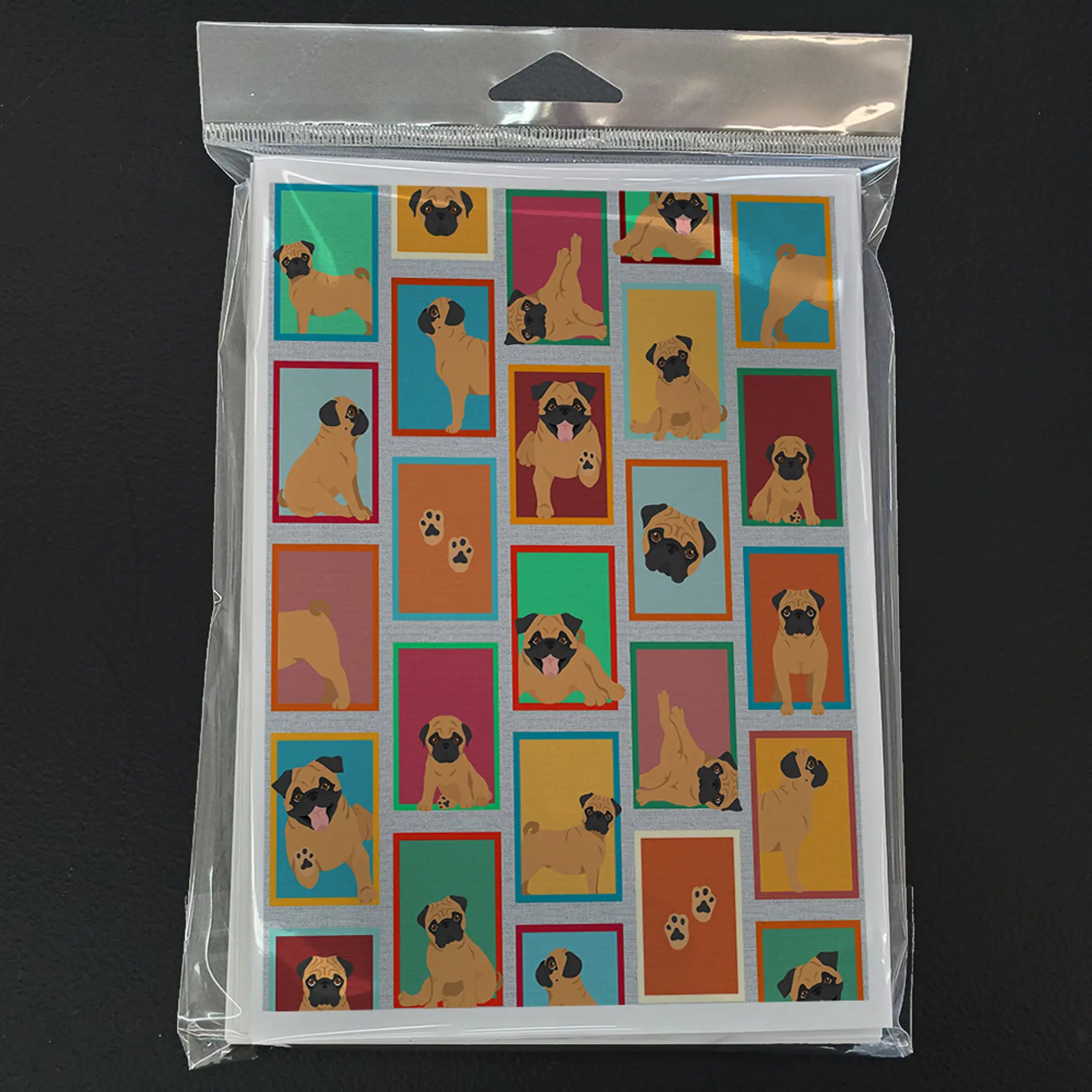Lots of Apricot Pug Greeting Cards Pack of 8 Caroline's Treasures