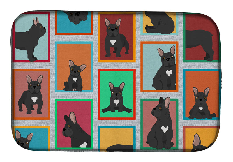 Lots of Black French Bulldog Dish Drying Mat Caroline's Treasures