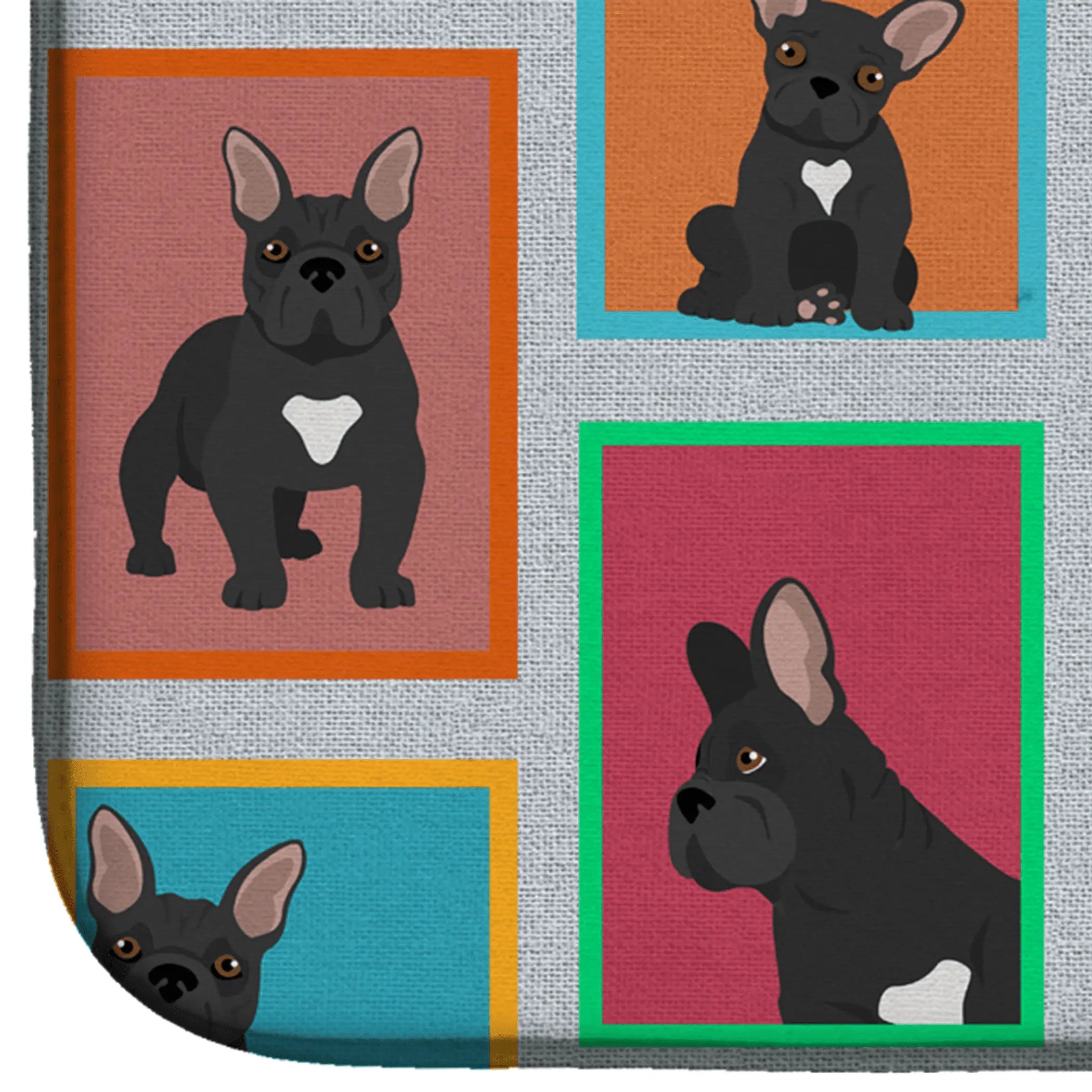 Lots of Black French Bulldog Dish Drying Mat Caroline's Treasures