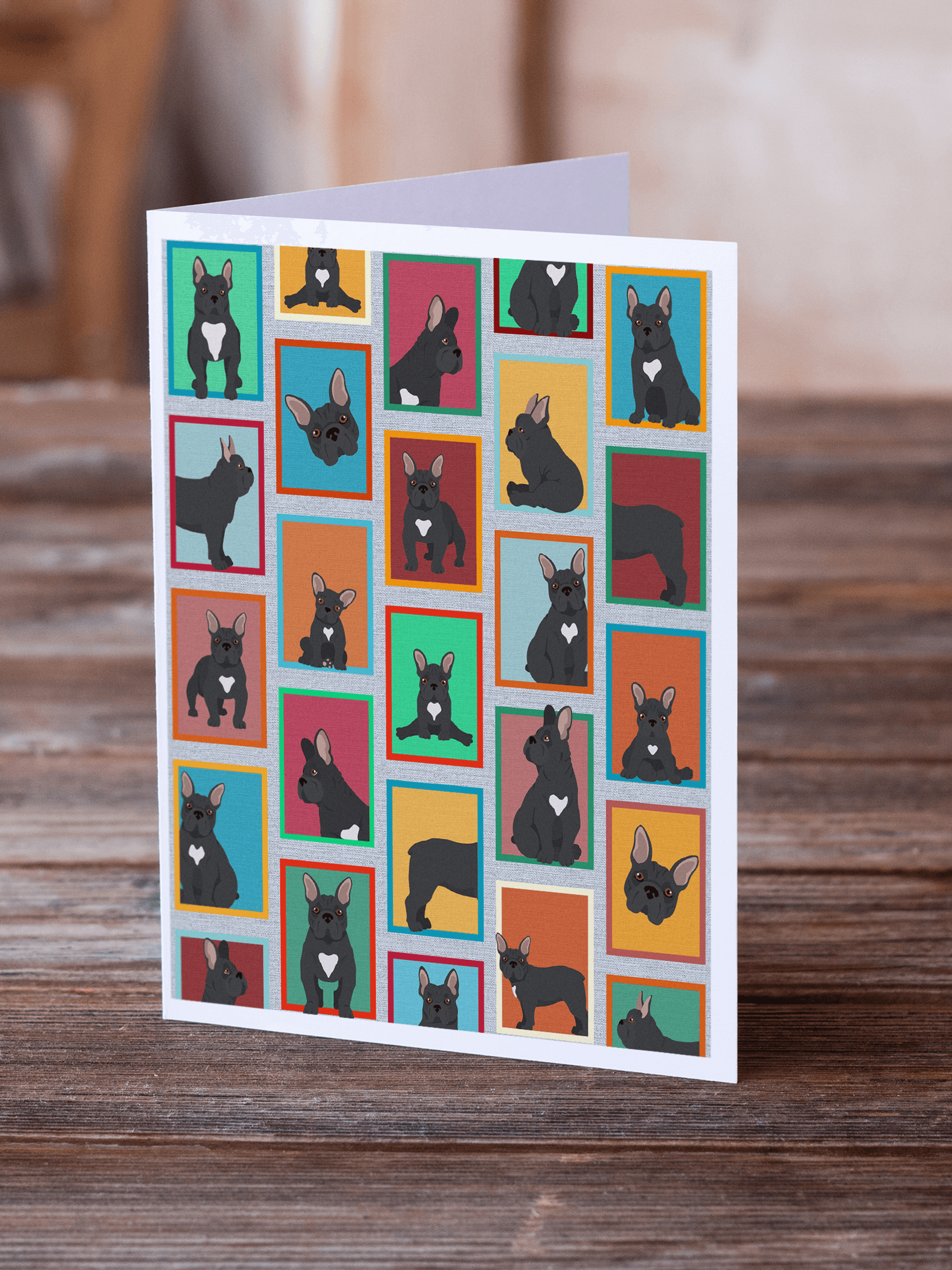 Lots of Black French Bulldog Greeting Cards Pack of 8 Caroline's Treasures