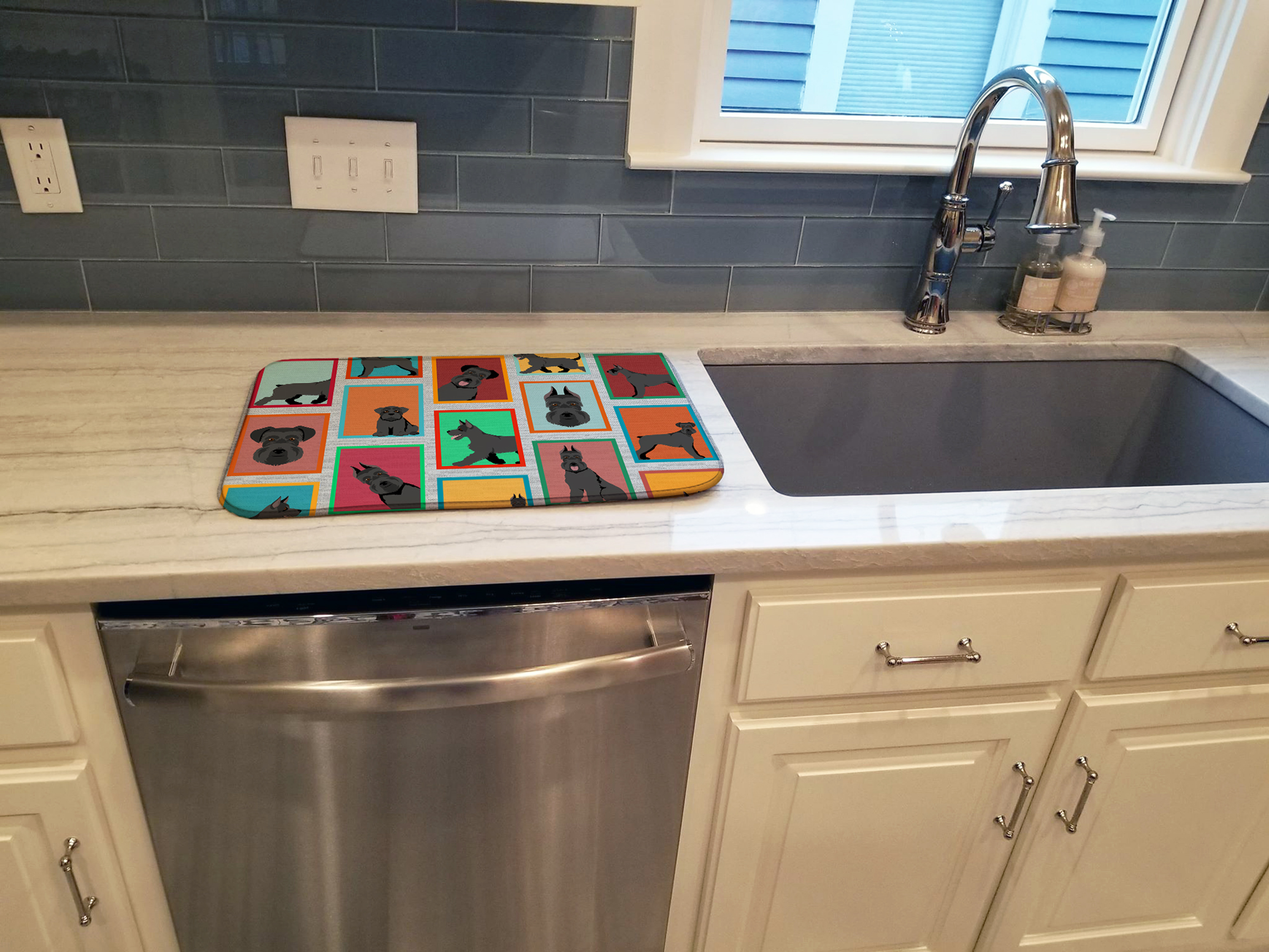 Lots of Black Schnauzer Dish Drying Mat Caroline's Treasures