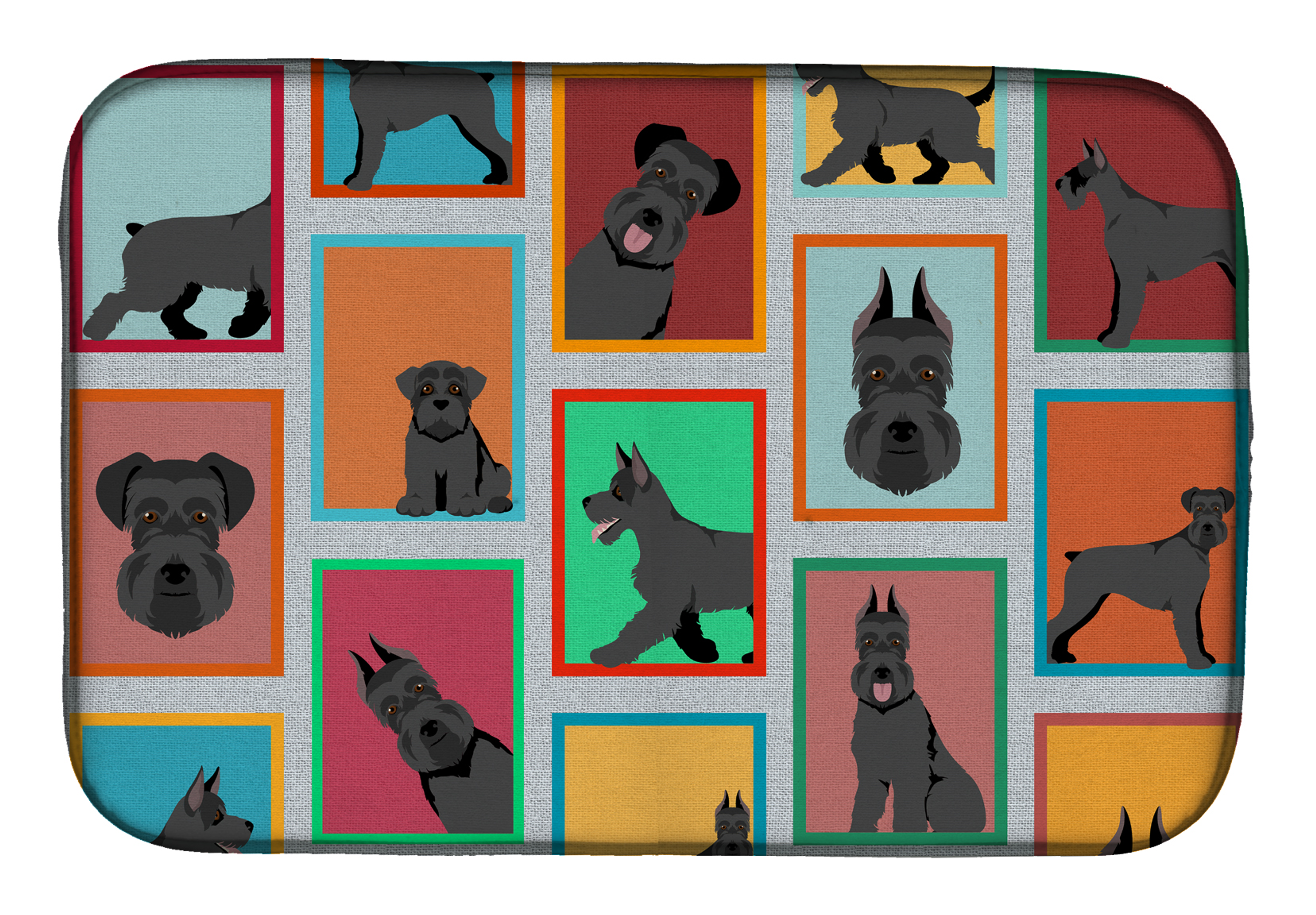Lots of Black Schnauzer Dish Drying Mat Caroline's Treasures
