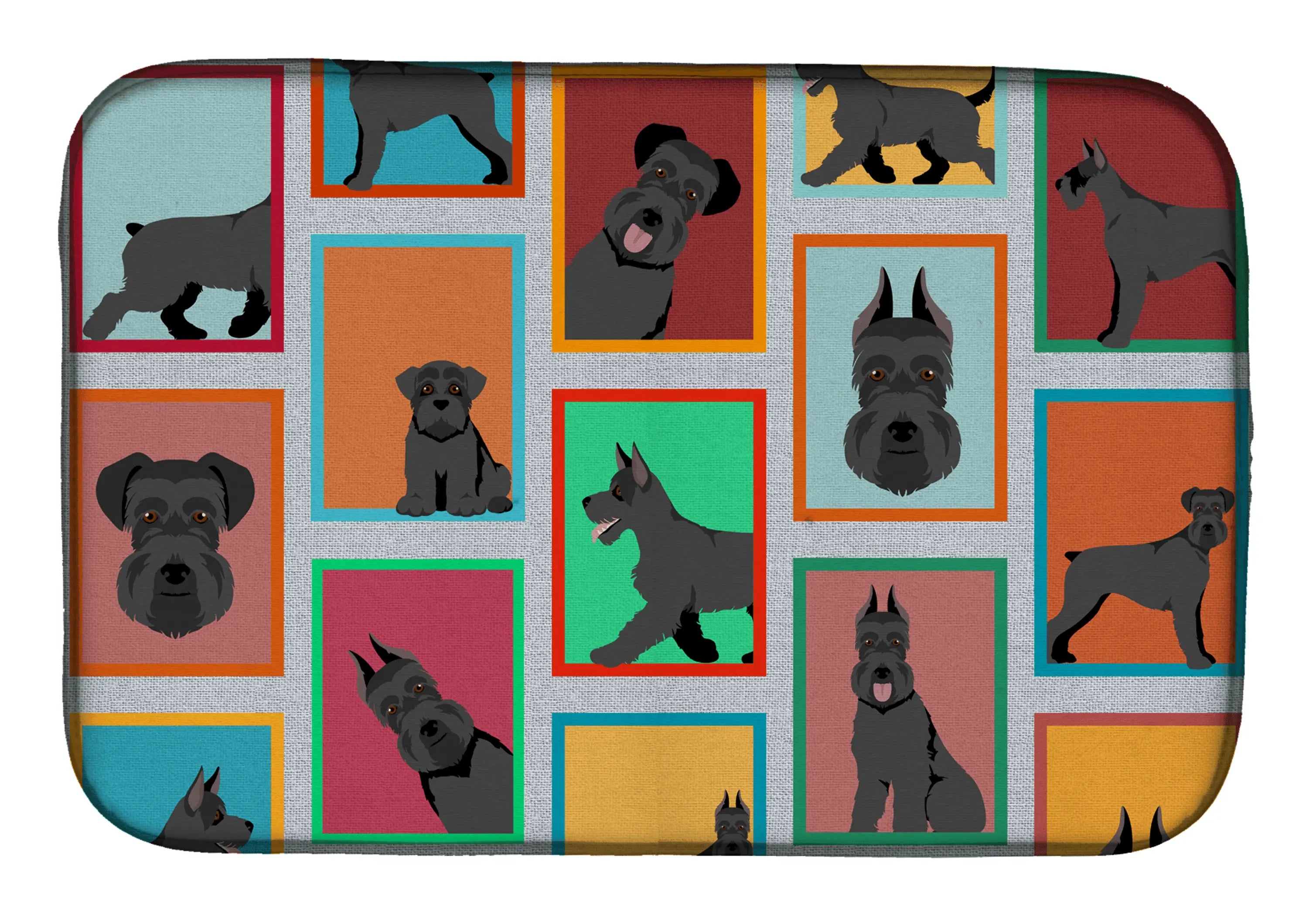 Lots of Black Schnauzer Dish Drying Mat Caroline's Treasures