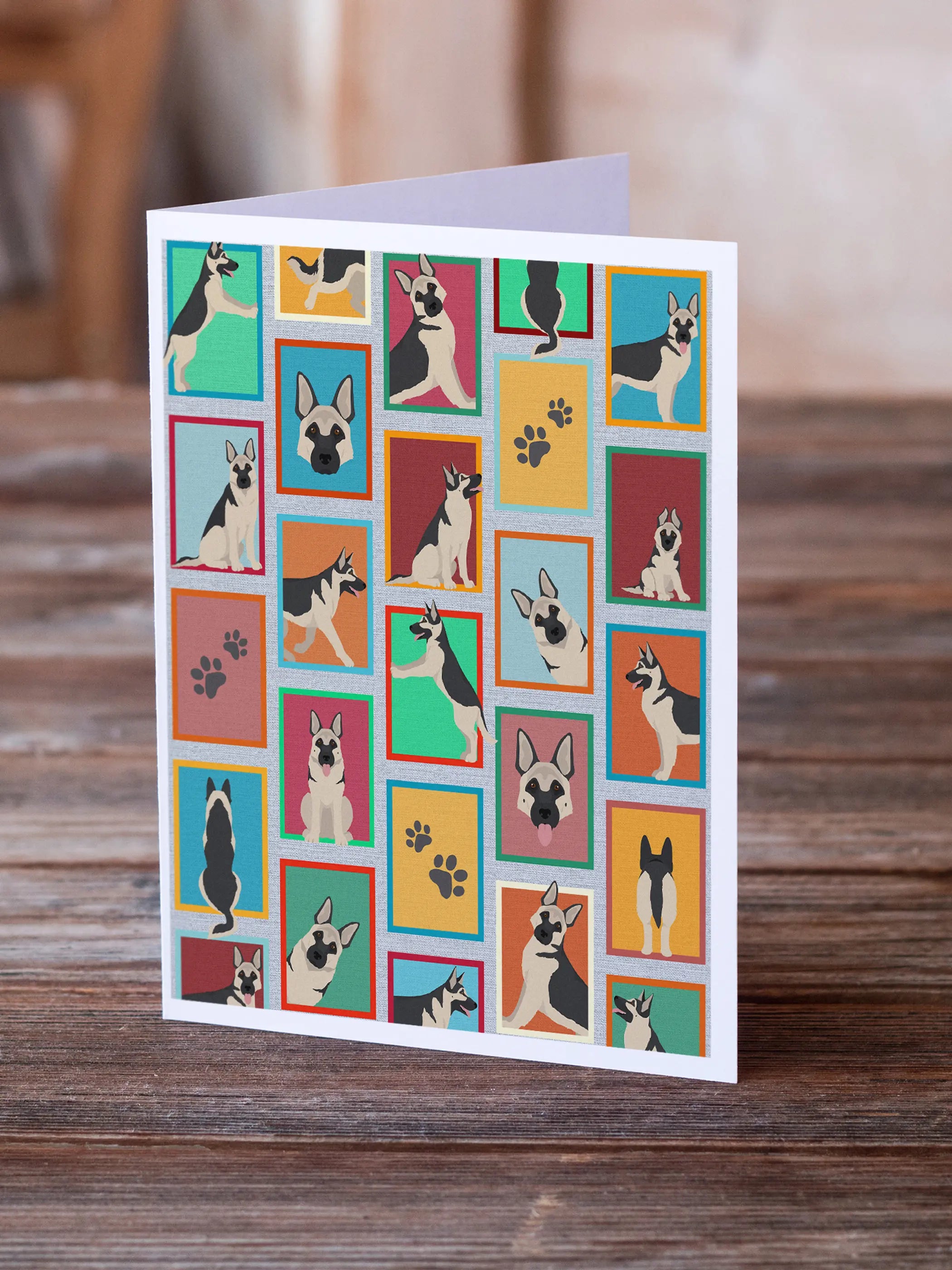 Lots of Black and Silver German Shepherd Greeting Cards Pack of 8 Caroline's Treasures