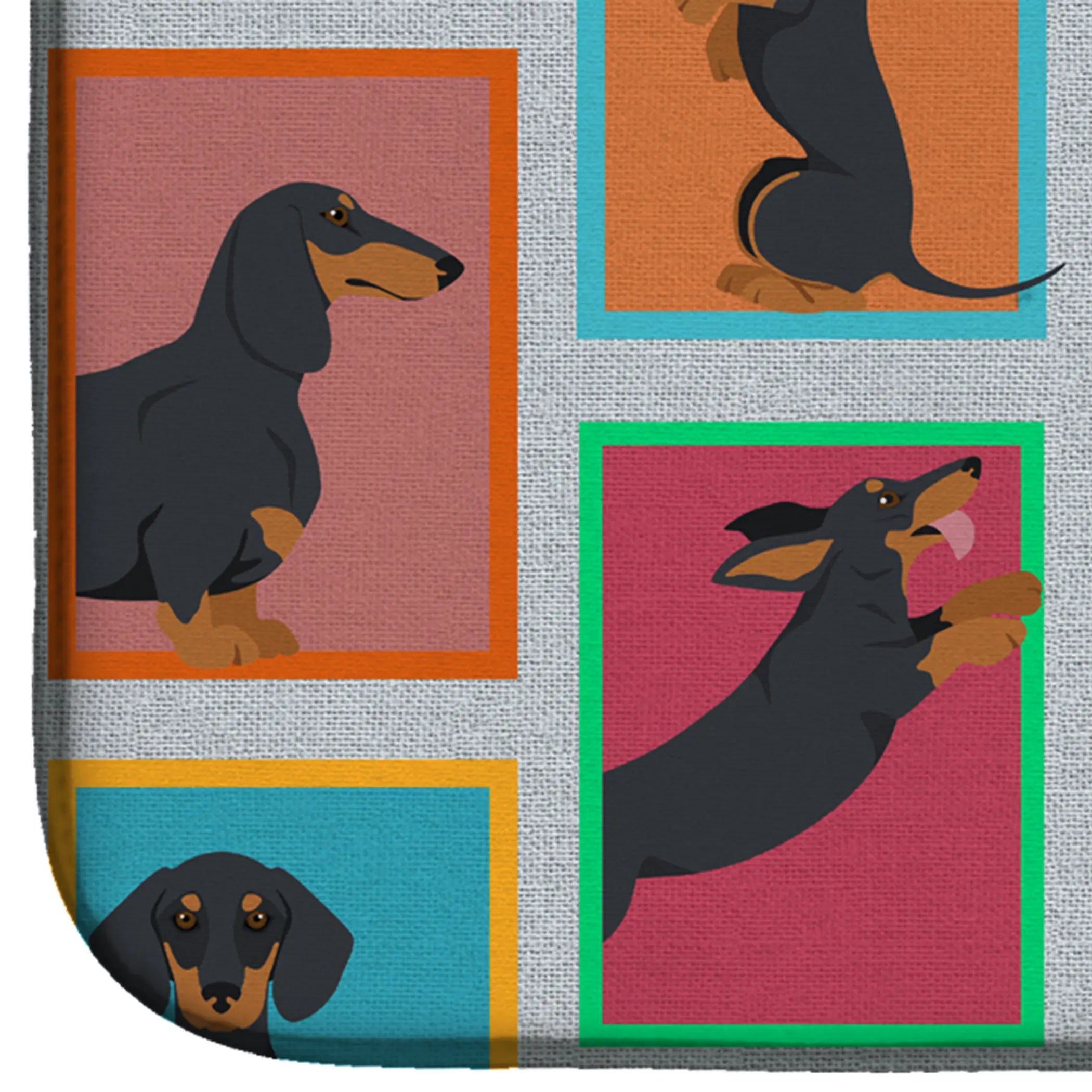 Lots of Black and Tan Dachshund Dish Drying Mat Caroline's Treasures