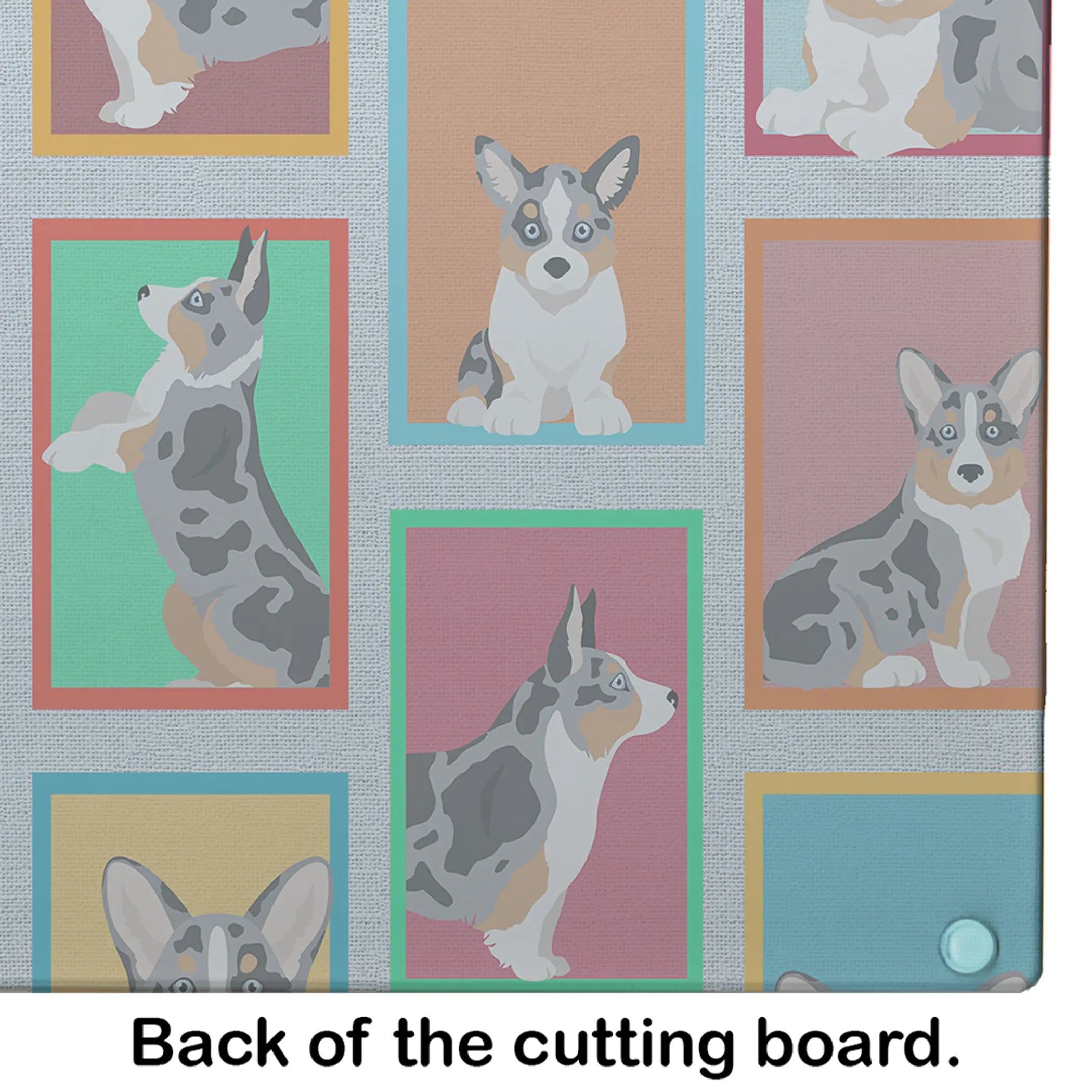 Lots of Blue Merle Welsh Cardigan Corgi Glass Cutting Board Caroline's Treasures