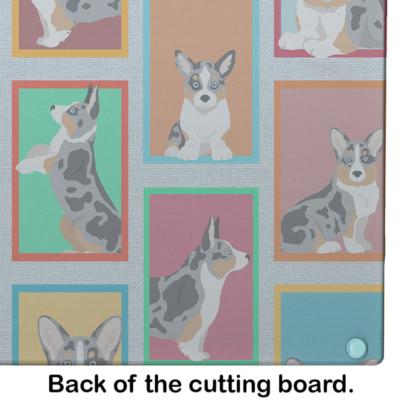 Lots of Blue Merle Welsh Cardigan Corgi Glass Cutting Board Caroline's Treasures