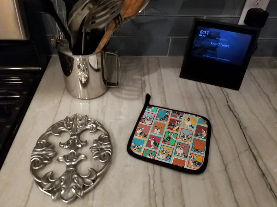 Lots of Blue Merle Welsh Cardigan Corgi Pair of Pot Holders Caroline's Treasures