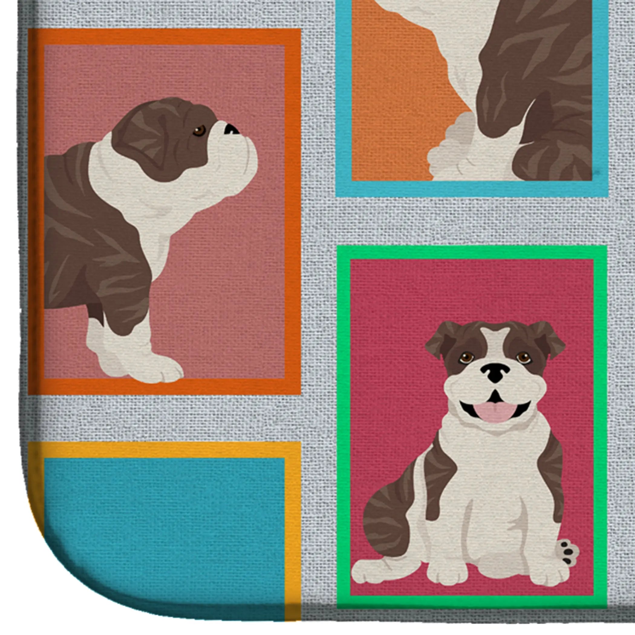Lots of Brindle English Bulldog Dish Drying Mat Caroline's Treasures