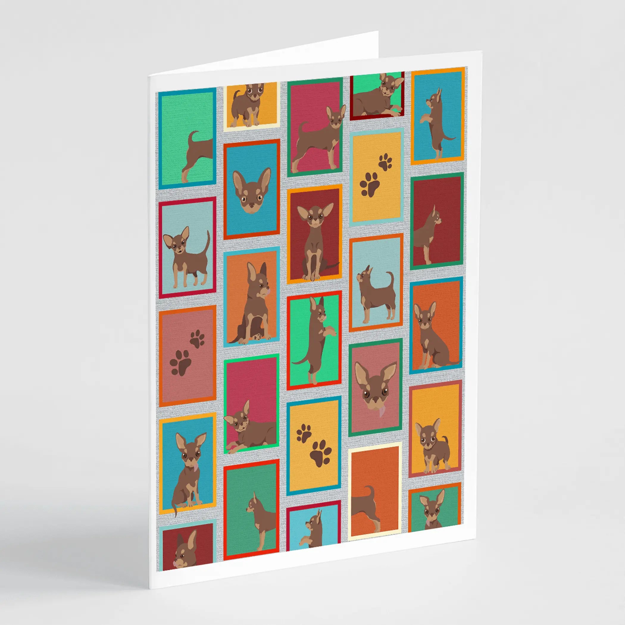 Lots of Chocolate Chihuahua Greeting Cards Pack of 8 Caroline's Treasures