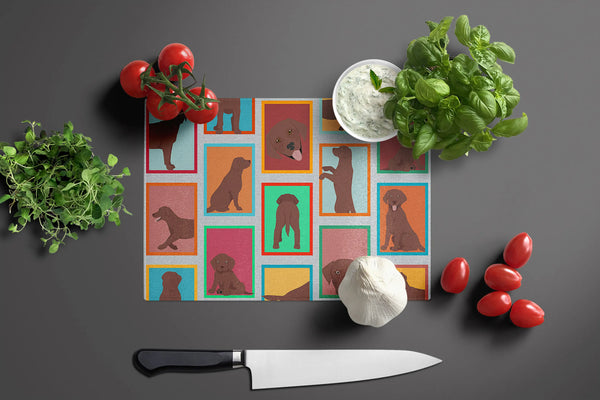 Lots of Chocolate Labrador Retriever Glass Cutting Board Caroline's Treasures