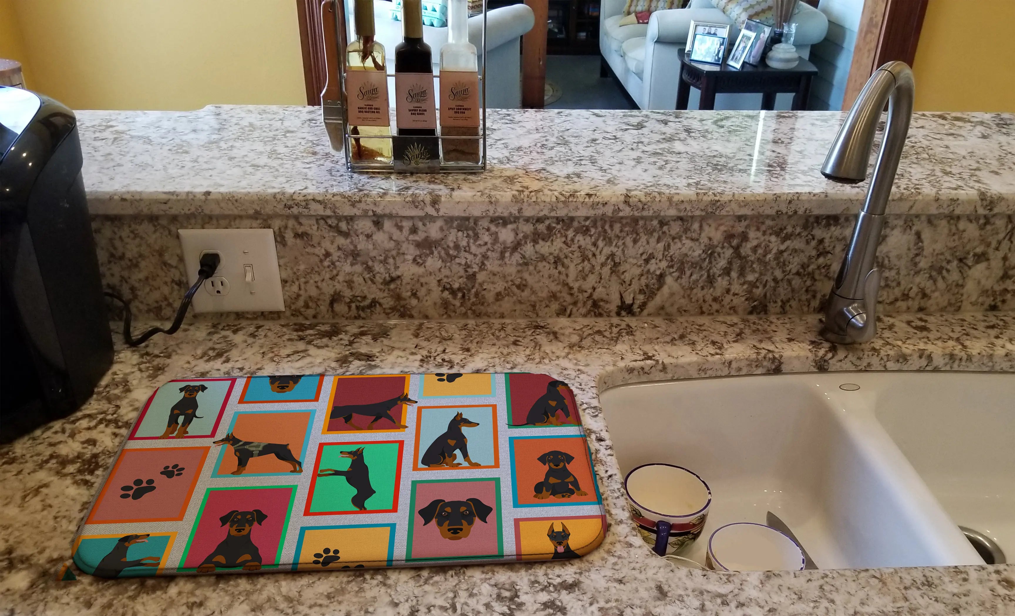 Lots of Doberman Pinscher Dish Drying Mat Caroline's Treasures