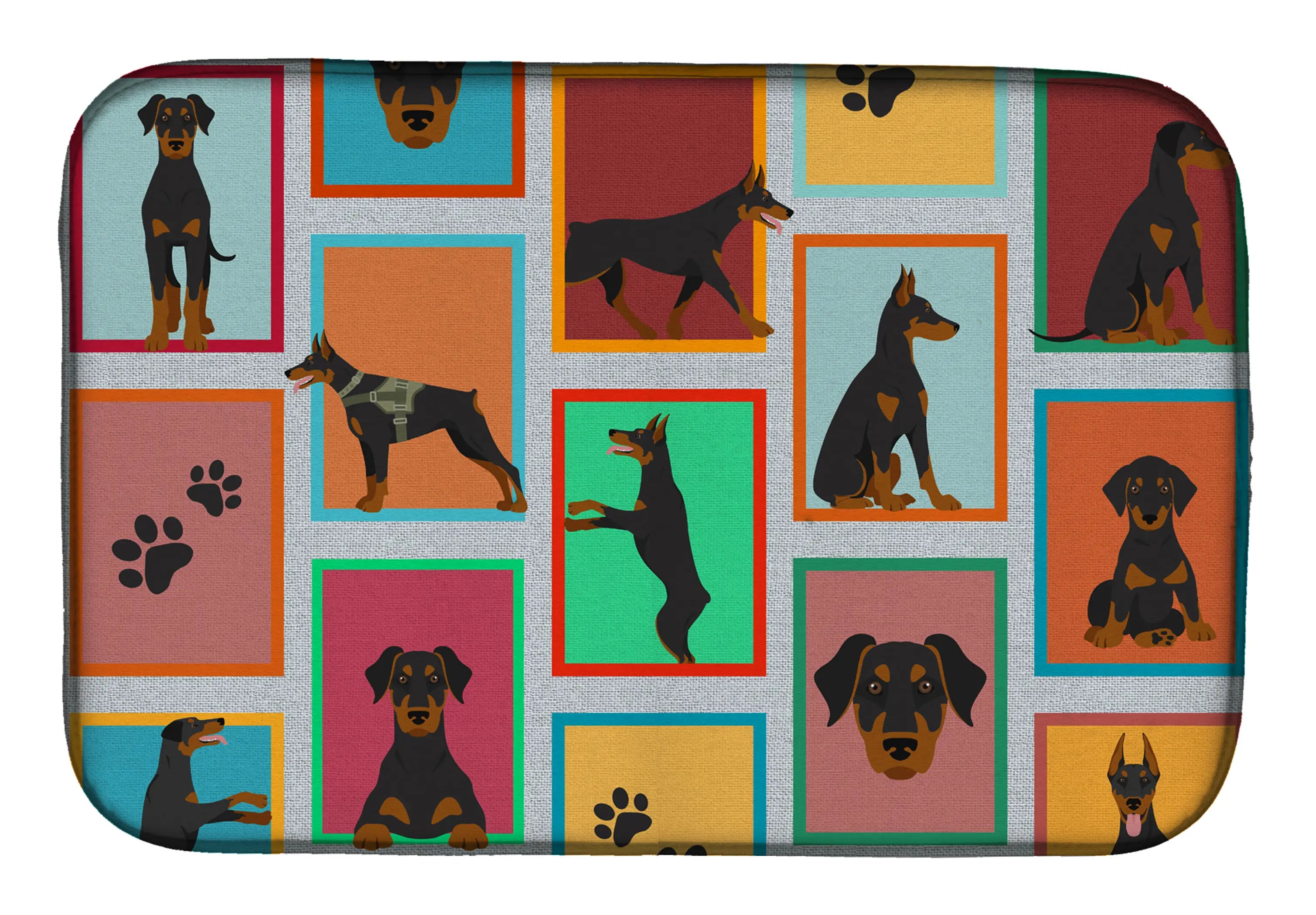 Lots of Doberman Pinscher Dish Drying Mat Caroline's Treasures
