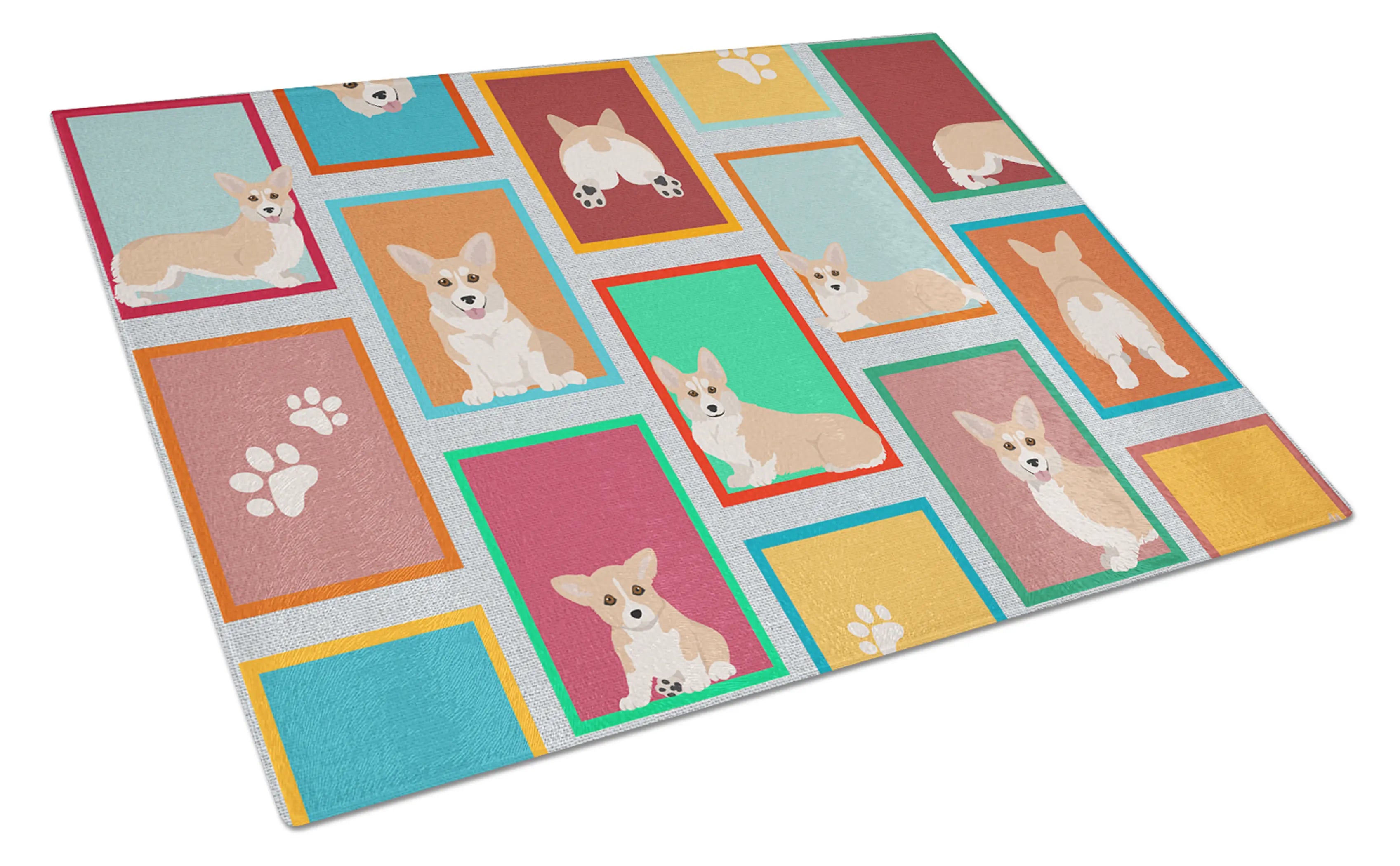 Lots of Fawn Pembroke Corgi Glass Cutting Board Caroline's Treasures