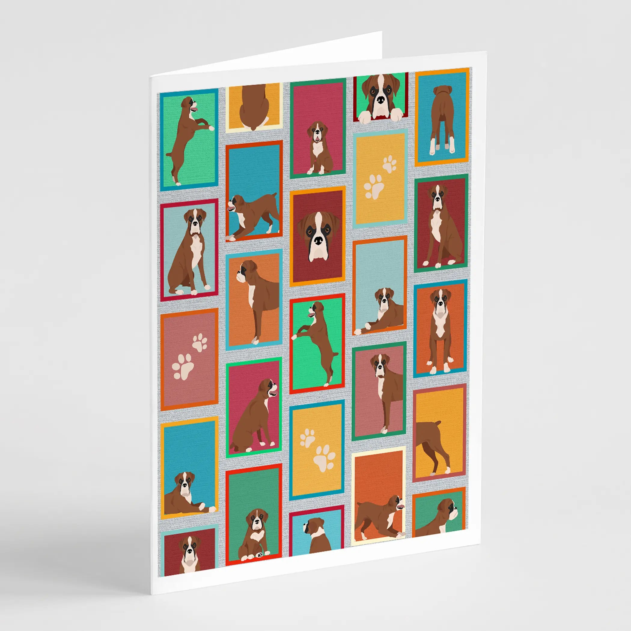 Lots of Flashy Fawn Boxer Greeting Cards Pack of 8 Caroline's Treasures