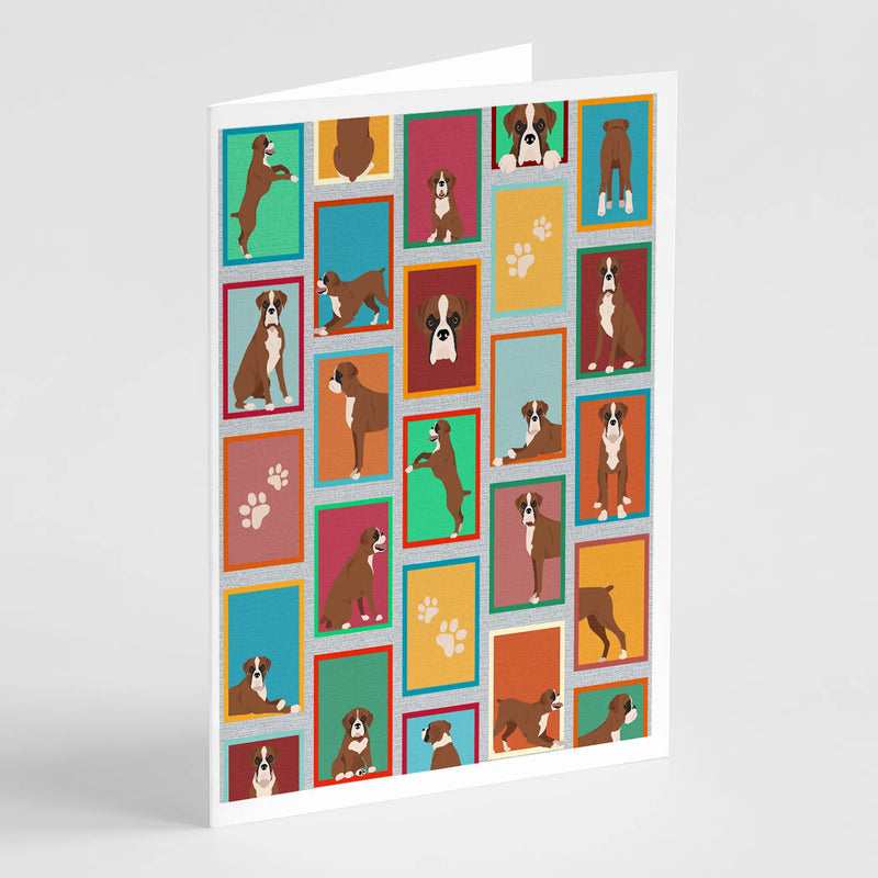 Lots of Flashy Fawn Boxer Greeting Cards Pack of 8 Caroline's Treasures